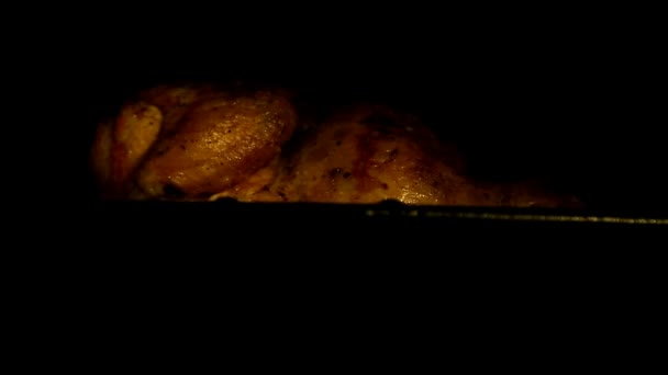 Leckeres Hühnchen, gebraten im Ofen — Stockvideo