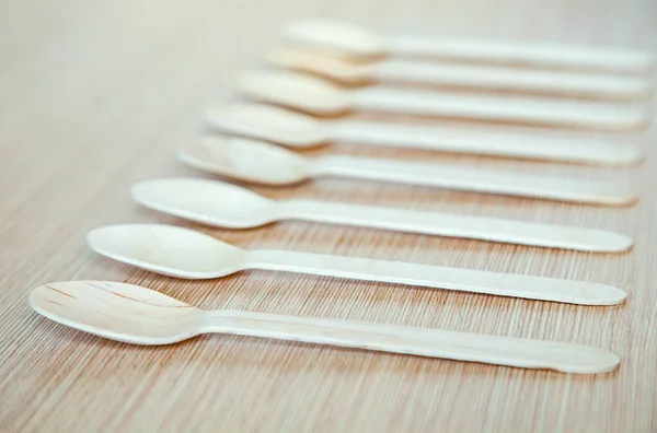 Eco Friendly Disposable Food Items Made Light Wood — Stock Photo, Image
