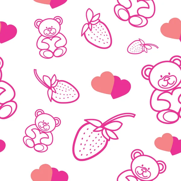 Valentines amour mignon icônes ou symboles motif collection 01 — Image vectorielle