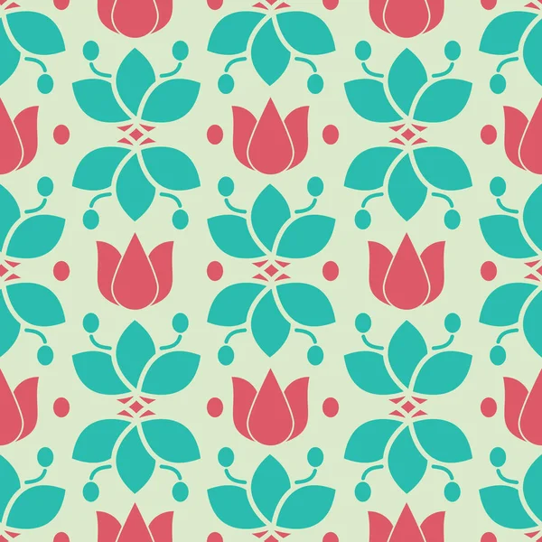 Yeşil ve kırmızı çiçekli çizimler kusursuz desenli arka plan. Yaratıcı her proje için mükemmel..