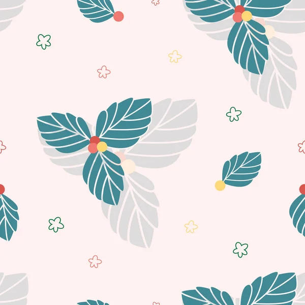 Leaves Nature Collection Illustration Seamless Pattern Background 01