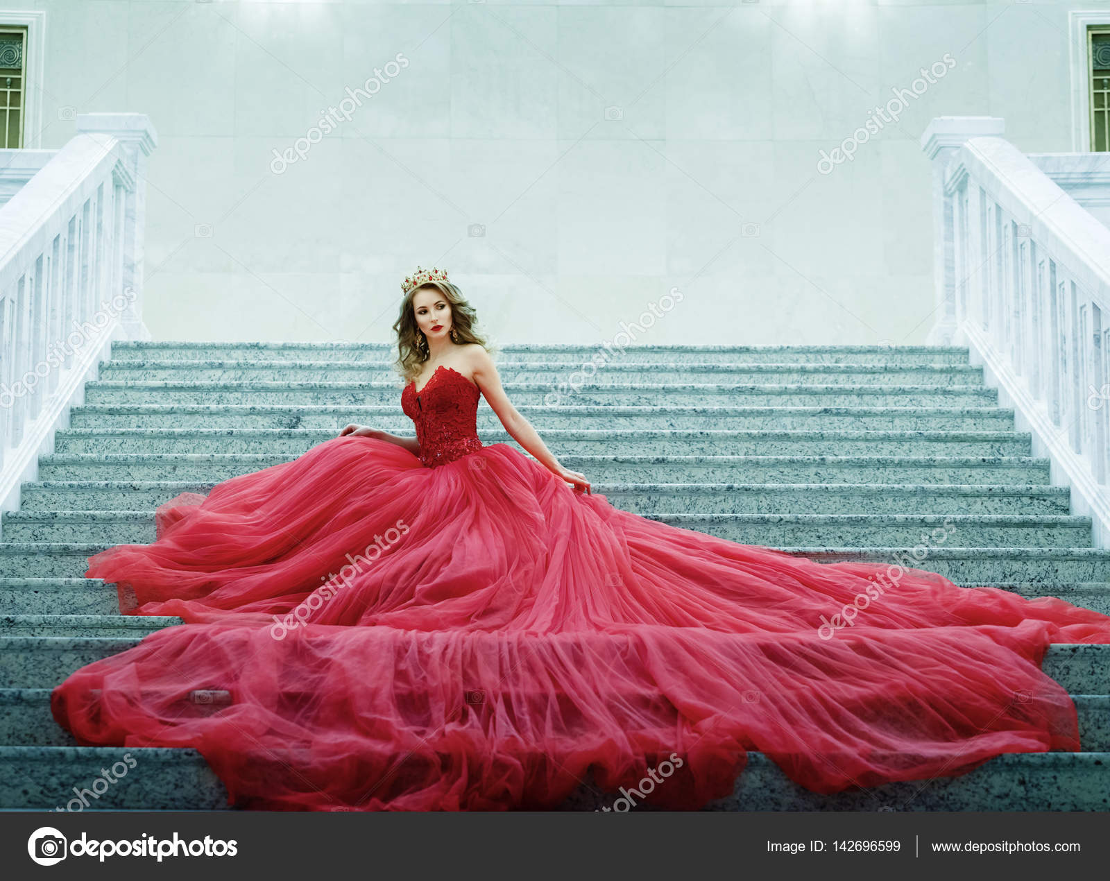 gold and red dress