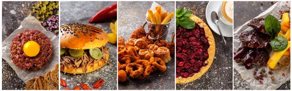 Un collage de diferentes platos. El concepto de menú del restaurante — Foto de Stock
