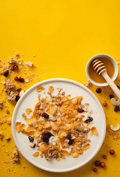 Мюслі Йогуртом Здоровий Сніданок Здоровий Спосіб Життя Харчування Дітей Сніданок — стокове фото