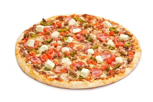 Классическая Оригинальная Пицца Сэндвичами Халапеньо Белом Фоне — стоковое фото