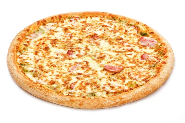 Pizza Asli Italia Klasik Segar Terisolasi Latar Belakang Putih — Stok Foto