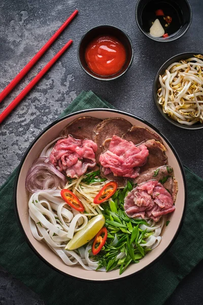 Традиционный Вьетнамский Суп Концепция Азиатской Кухни Вид Сверху — стоковое фото