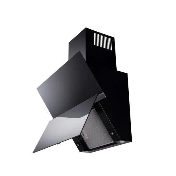 Black Stylish Cooker Hood Terisolasi Atas Putih — Stok Foto