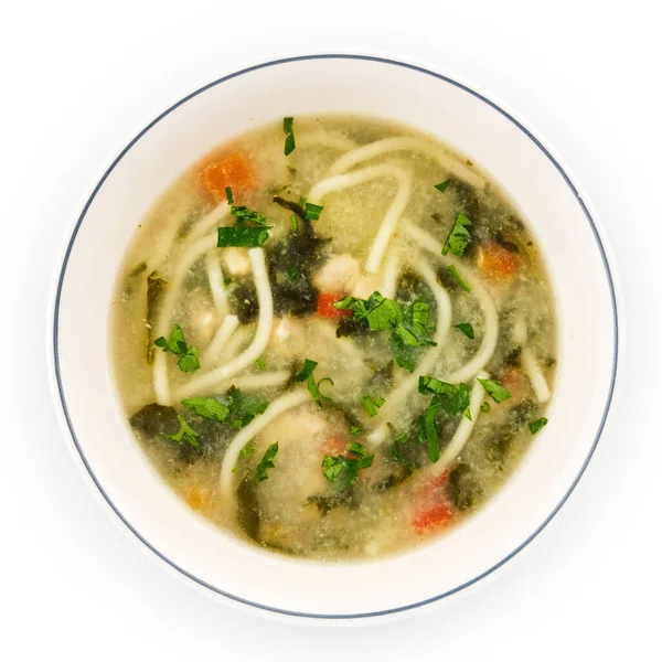 Soupe Aux Nouilles Avec Bouillon Poulet Persil Carottes — Photo