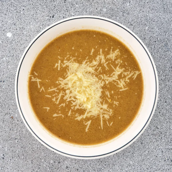 Mushroom soup with cheese. Vegetarian cream soup with mushrooms and cheese — Stock Image Mushroom Soup Cheese Vegetarian Cream Soup Mushrooms Cheese Stock Image