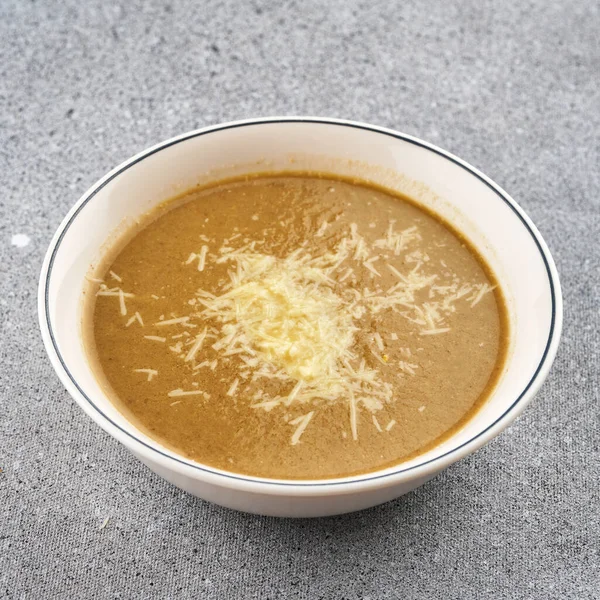 Mushroom soup with cheese. Vegetarian cream soup with mushrooms and cheese — Stock Image Mushroom Soup Cheese Vegetarian Cream Soup Mushrooms Cheese Royalty Free Stock Photos