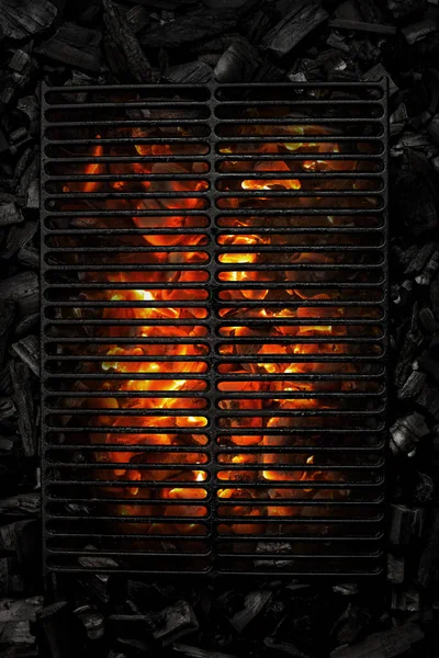 Уголь Backgraund Черной Решеткой Черного Фона Черный Вид Сверху Огонь — стоковое фото