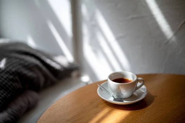 Cup Black Filter Coffee Table Coffee House Cafe Coffeebreak Sunlight — Stock Photo, Image