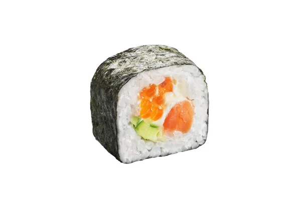 白を基調とした寿司巻き 日本の伝統料理1枚生姜ウナギエビサーモンマグロのキャビアを閉じ込めて — ストック写真
