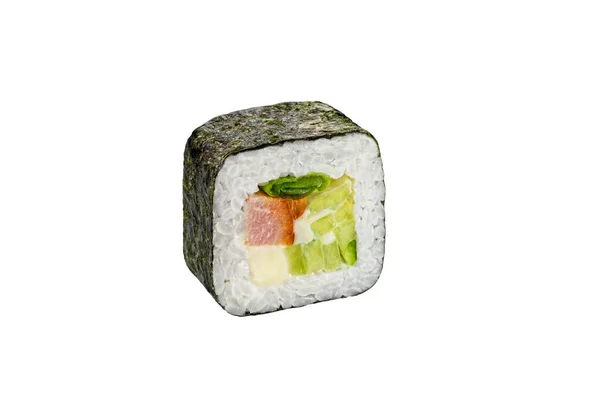 Rollo Sushi Aislado Sobre Fondo Blanco Cocina Tradicional Japonesa Una — Foto de Stock