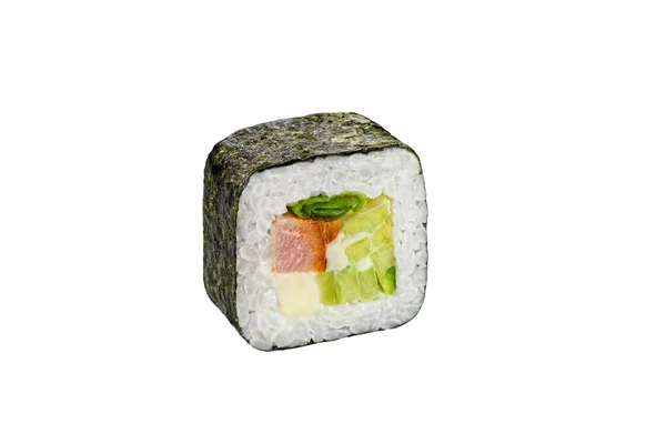 Sushi Roll Geïsoleerd Witte Achtergrond Japans Traditionele Keuken Een Stuk — Stockfoto