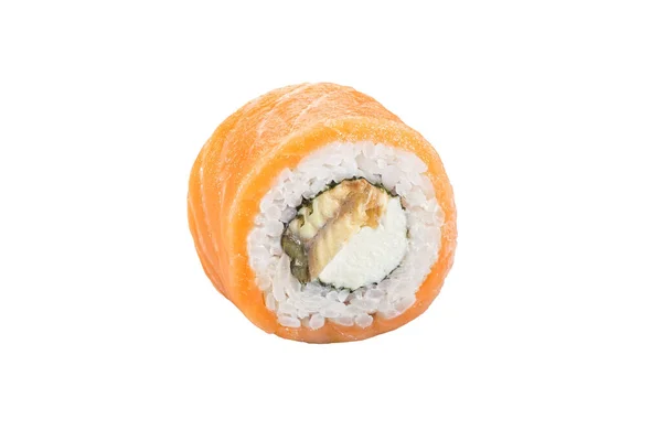 Sushi Rolle Isoliert Auf Weißem Hintergrund Japanische Traditionelle Küche Ein — Stockfoto