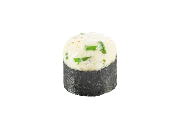 Sushi Roll Isolato Sfondo Bianco Cucina Tradizionale Giapponese Pezzo Zenzero — Foto Stock