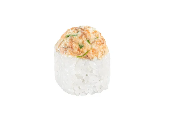 Sushi Roll Isolato Sfondo Bianco Cucina Tradizionale Giapponese Pezzo Zenzero — Foto Stock