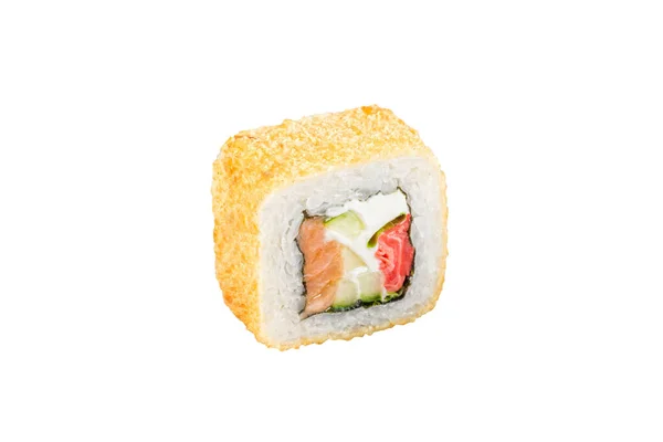 Sushi Roll Izolowane Białym Tle Japońska Tradycyjna Kuchnia Jeden Kawałek — Zdjęcie stockowe