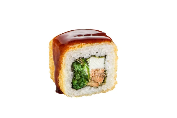 Rollo Sushi Aislado Sobre Fondo Blanco Cocina Tradicional Japonesa Una — Foto de Stock