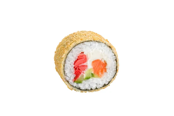 Sushi Tekercs Elszigetelt Fehér Háttér Japán Hagyományos Konyha Egy Darab — Stock Fotó