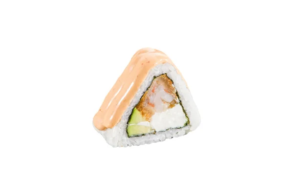 Sushi Rolle Isoliert Auf Weißem Hintergrund Japanische Traditionelle Küche Ein — Stockfoto