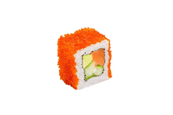 Sushi Roll Izolowane Białym Tle Japońska Tradycyjna Kuchnia Jeden Kawałek — Zdjęcie stockowe