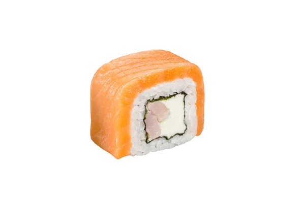Sushi Roll Izolované Bílém Pozadí Japonské Tradiční Kuchyně Jeden Kus — Stock fotografie