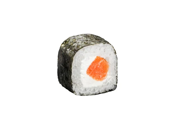 Sushi Roll Geïsoleerd Witte Achtergrond Japans Traditionele Keuken Een Stuk — Stockfoto