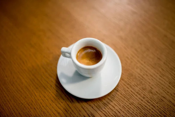 Black Coffee Espresso Cup Table Cafe Restaurant Coffee House Top — Stock Photo, Image