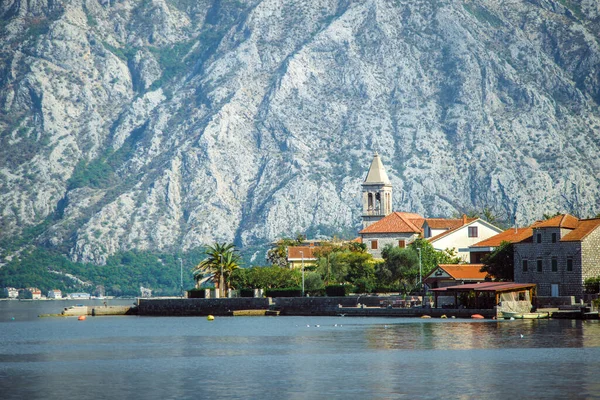 Sea buildings mountains boat Dobrota Montenegro trip  travel summer spring nature journey town