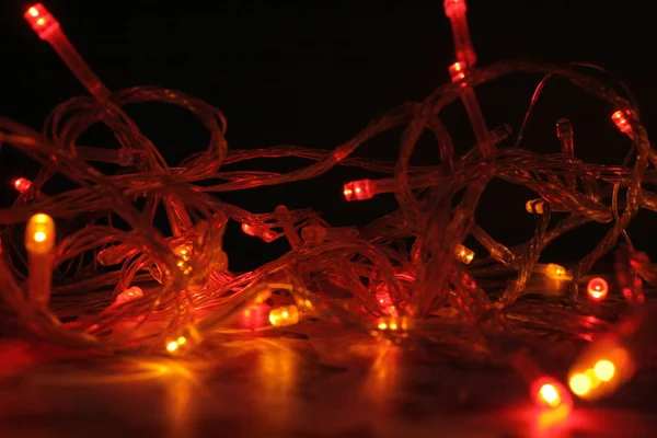 Red Christmas Lights Darkness — ストック写真