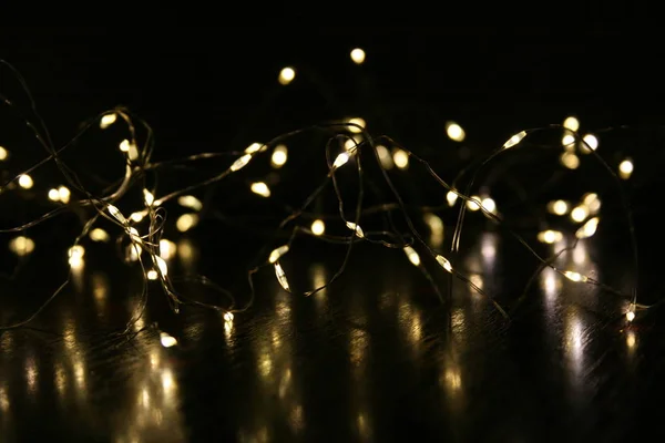 Las Luces Amarillas Navidad Con Bokeh Brillante — Foto de Stock