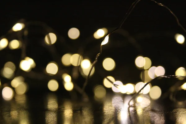 Den Gula Julen Ljus Med Ljusa Bokeh — Stockfoto