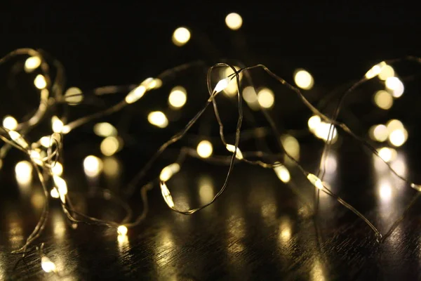 Yellow Christmas Lights Bright Bokeh — ストック写真