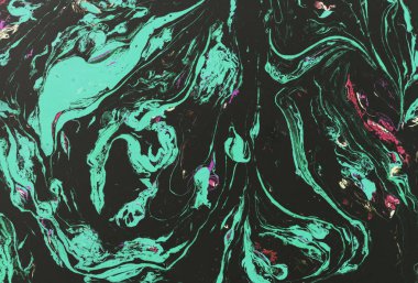 Mavi ve altın sıvı doku, suluboya el çekilmiş Ebru illüstrasyon, arka plan, aqua yazdırma