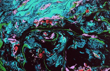 Mavi ve altın sıvı doku, suluboya el çekilmiş Ebru illüstrasyon, arka plan, aqua yazdırma