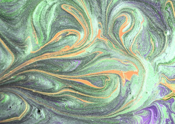 Mármore Abstrato Fundo Acrílico Natureza Azul Verde Marmorização Arte Textura — Fotografia de Stock