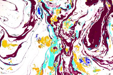 -Mavi ve altın sıvı doku. Elle çizilmiş Ebru arka plan. Mürekkep mermer soyut desen