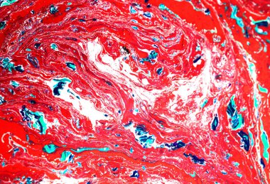 Mermer yeşil ve mavi arka plan ile altın pullu. Sıvı mermer mürekkep desen.