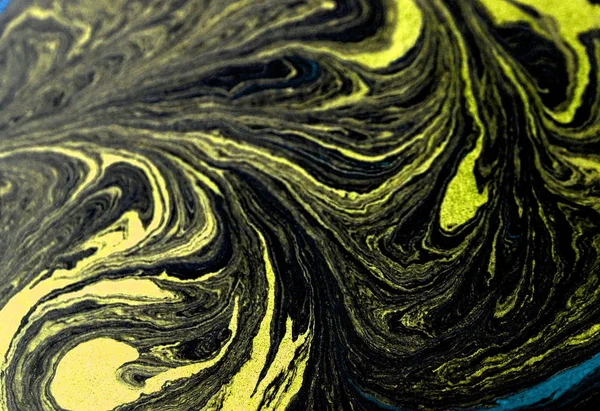 Textura Líquida Azul Dourada Watercolor Mão Desenhada Marmorização Ilustração Tinta — Fotografia de Stock