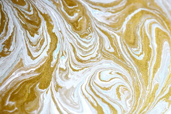 Marmorierter Blauer Und Goldener Abstrakter Hintergrund Flüssiges Marmormuster — Stockfoto