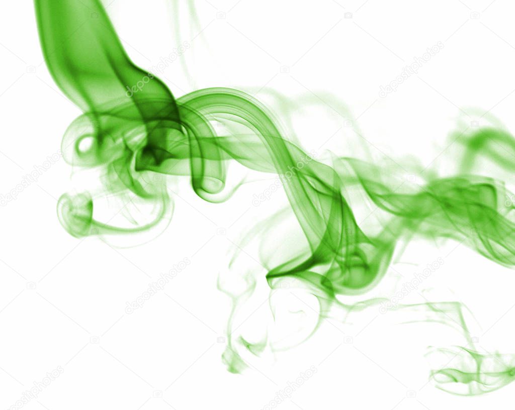 Abstract blue smoke isolated on white background
