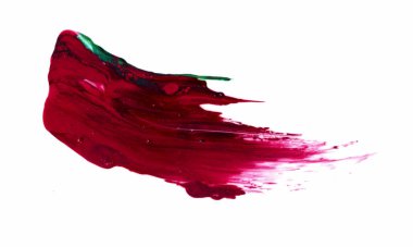 Beyaz kağıt üzerinde kırmızı fırça darbesi