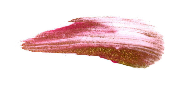 Red makeup smear of matte lip gloss isolated on white background. Red creamy lipstick texture isolated on white background 