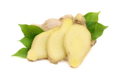 Beyaz üzerine izole edilmiş zencefil kökü