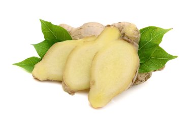 Beyaz üzerine izole edilmiş zencefil kökü