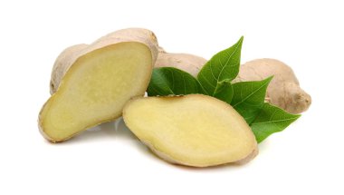 Beyaz arka plan üzerinde izole meyve taze zencefil kökü. 