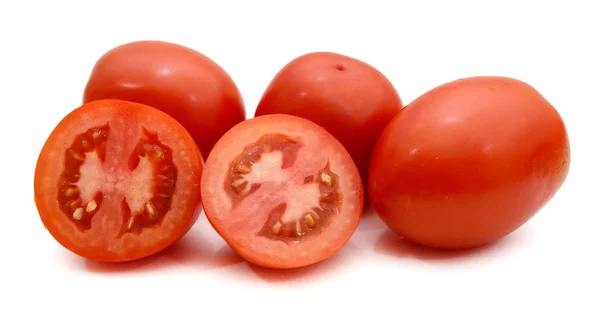 Tomatenscheiben Isoliert Auf Weißem Hintergrund — Stockfoto